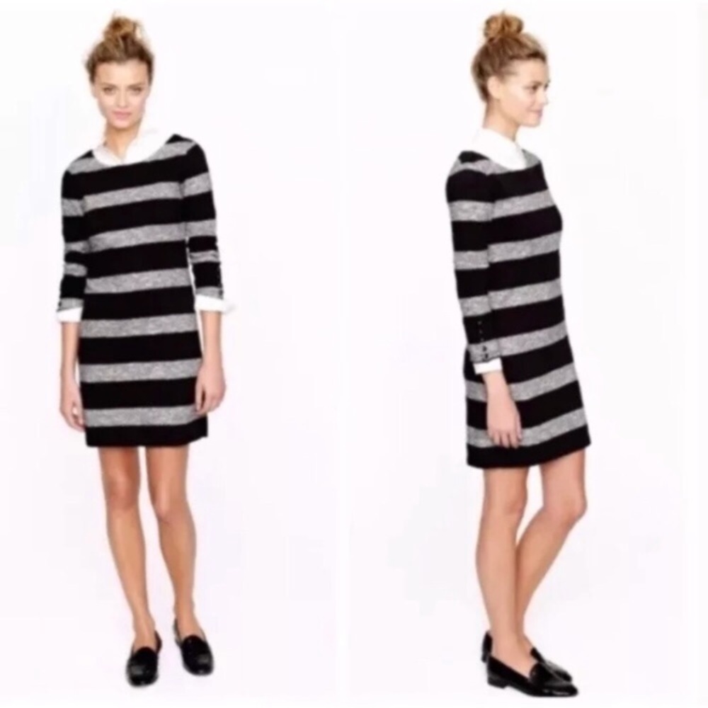 J Crew Maritime Striped Dress Womens Small Black Gray